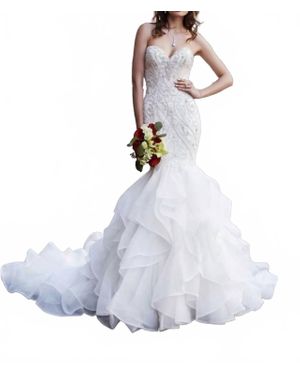 Kitty Chen Couture Avera Mermaid Crystal Dress - White