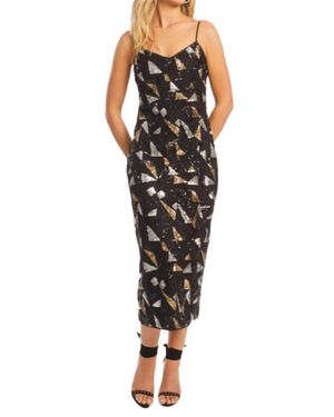 Caballero Carolta Precious Metal Geo Sequin Dress - Black