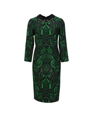N°21 Brocade Midi Long Sleeve Dress - Green