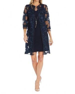 R & M Richards Sheath Dress With Jacket - Blue