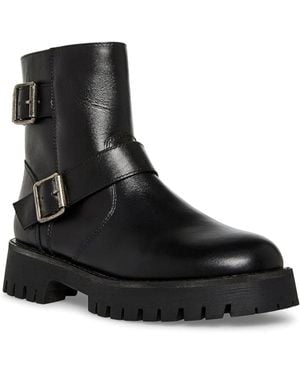 Steve Madden Legitt Boot Leather Ankle Bootie Htat869 - Black