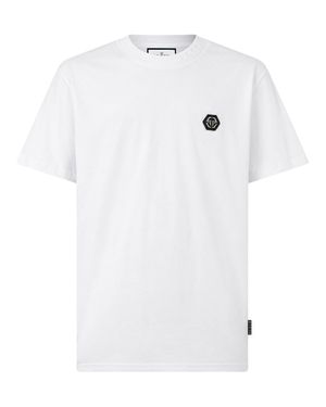 Philipp Plein Round Neck T-Shirt Neck Logo - White