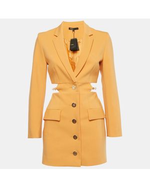 Maje Cotton Embellished Openwork Tailored Dress - Yellow