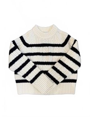 Archer Cashmere Cameron Stripe Crew Sweater - Black