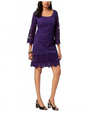 Alfani Crochet Trim Illusion Dress - Blue