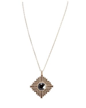 Anna Beck Gili Large Square With Onyx Necklace - Metallic