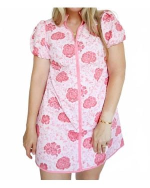 TCEC Millie Floral Puff Sleeve Mini Dress - Pink