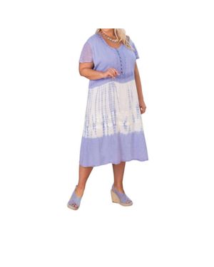 On The Plus Side Maeve Tie Dye Print Short Sleeve Dress - Blue