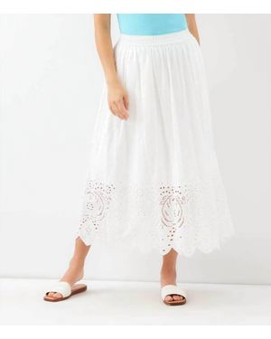 Karen Kane Cut-Out Embroidery Midi Skirt - White