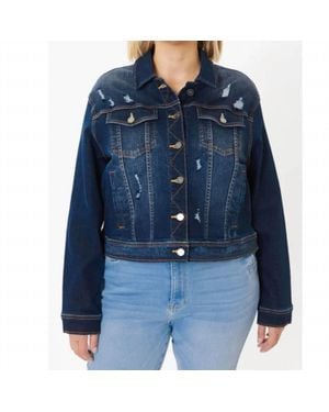 Kancan Distressed Denim Jacket - Blue