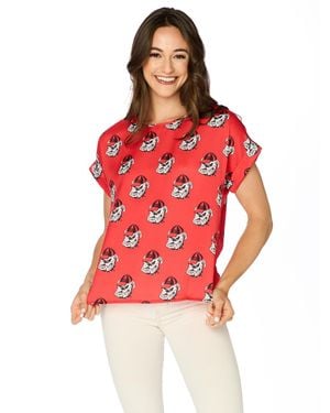 Stewart Simmons Georgia Bulldogs Rolled Cuff Blouse - Red