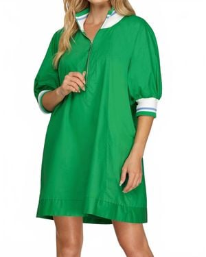 She + Sky Heritage Drop Shoulder Dress - Green