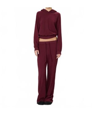 ÉTERNE Drawstring Wide Leg Sweatpants - Red
