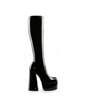 Windsor Smith Knee-High Sock Platform Goth Heel Boots - Black
