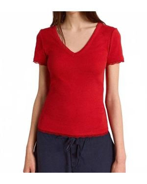 Damson Madder Paige V-Neck Tee - Red