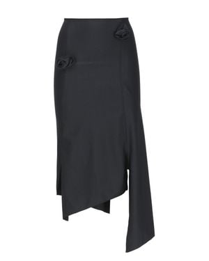 Coperni Asymmetrical Midi Skirt With Floral Embellishments - Black