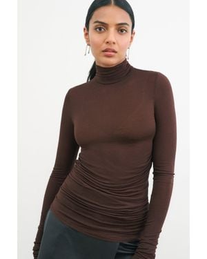 MARCELLA Skye Mock Neck Top - Brown