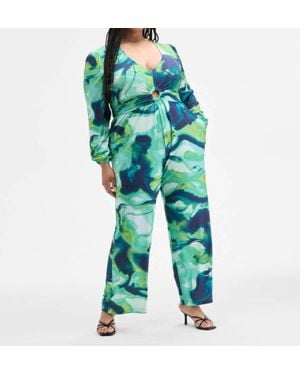 Nina Parker Long-Sleeve Ring-Detail Jumpsuit - Blue