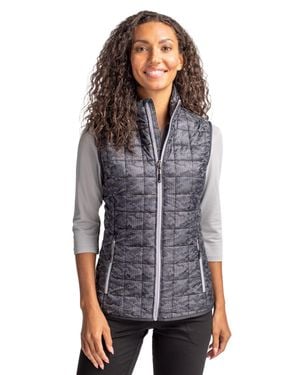 Cutter & Buck Rainier Primaloft Eco Insulated Full Zip Printed Puffer Vest - Gray