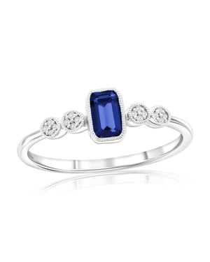Simona Sterling, Lab-Grown Sapphire And Natural Diamond Ring -0.34Ct - Blue