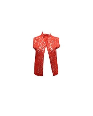 Sandro Sleeveless Lace Blouse - Red