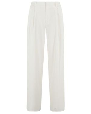 Tagliatore Wide-Leg Pants With Central Closure - White