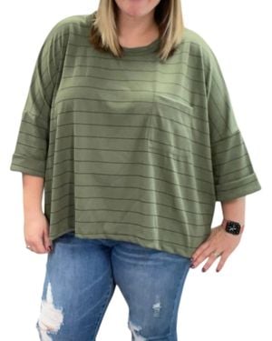 White Birch Striped Boxy Top - Green