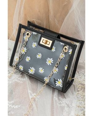ACCITY Daisy Floral Transparent Mini Crossbody Bag - Black