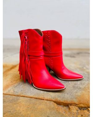 Let'S See Style Fringe Boots - Red