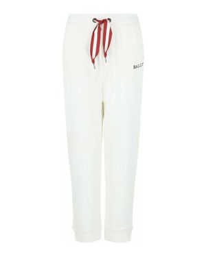 Bally Cotton-Blend Embroidered Sweatpants - White