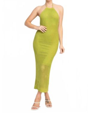 Shop Iris Basic Halter Backless Bodycon Maxi Dress - Yellow