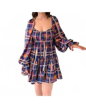 Sincerely Ours Tessa Plaid Mini Dress - Blue