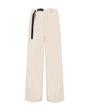 White Sand Carol Cream Ribbed Pants - Natural