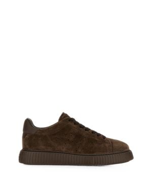 Hogan Suede Low-Top Sneakers With Perforated Detailing - Brown