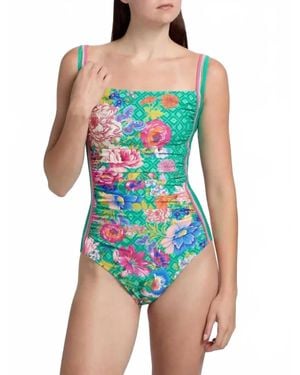 Johnny Was Marilyn Ruched One Piece - Blue
