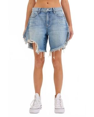 cello Mid Waisted Cut Off Shorts - Blue