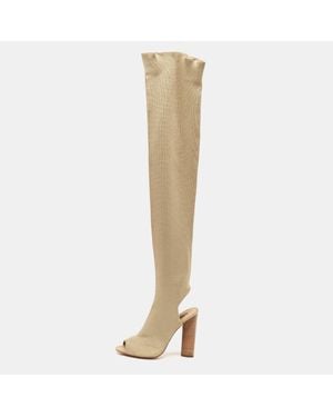 Yeezy Season 5 Knit Fabric Over The Knee Length Boots - Natural