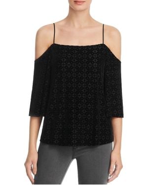 Bailey 44 Loose Fit Velvet Cut Sheer Textured Dress Top - Black