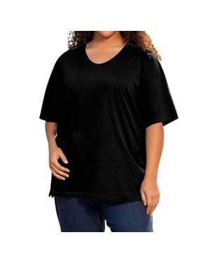 On The Plus Side Jersey V-Neck Short Sleeve Tee - Black