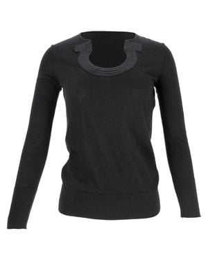 Ferragamo Ferragamo Rippled-Neckline Sweater - Black