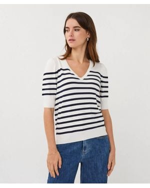 EsQualo Lydia Striped Sweater - White