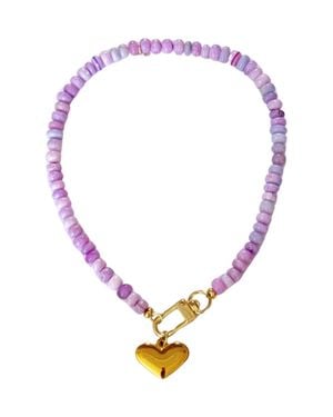 Accessory Concierge Heart Charm Collar Necklace - Purple