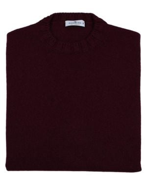 Sonrisa Burgundy Wool Crew-Neck Sweater - Purple