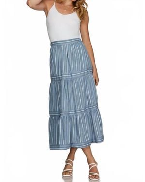 She + Sky Denim Stripe Midi Skirt - Blue