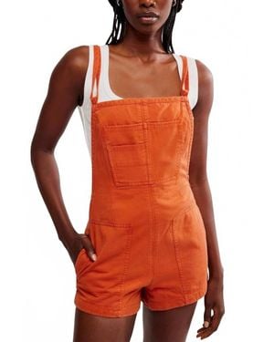 Free People Tough Love Shortall Romper - Orange