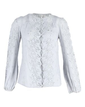 Zimmermann Iris Broderie Anglaise Long Sleeve Top - Blue