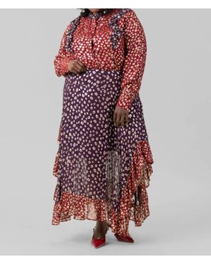Just Bellina Maxi Leopard Skirt - Red
