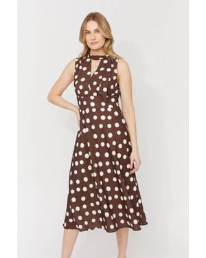 Joseph Ribkoff Polka Dot A-Line Dress - White