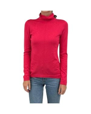 Kinross Cashmere Long Sleeve Seamed Funnel - Red