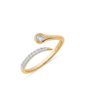 H.J. Namdar H. J. Namdar 0.15 Ct Tw Prong & Bezel Set Round Diamond Snake Ring 14K Natural Diamonds Size 6 - Metallic
